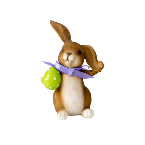 Picture of CERAMIC RABBIT HOLDING AN EASTER EGG 12CM